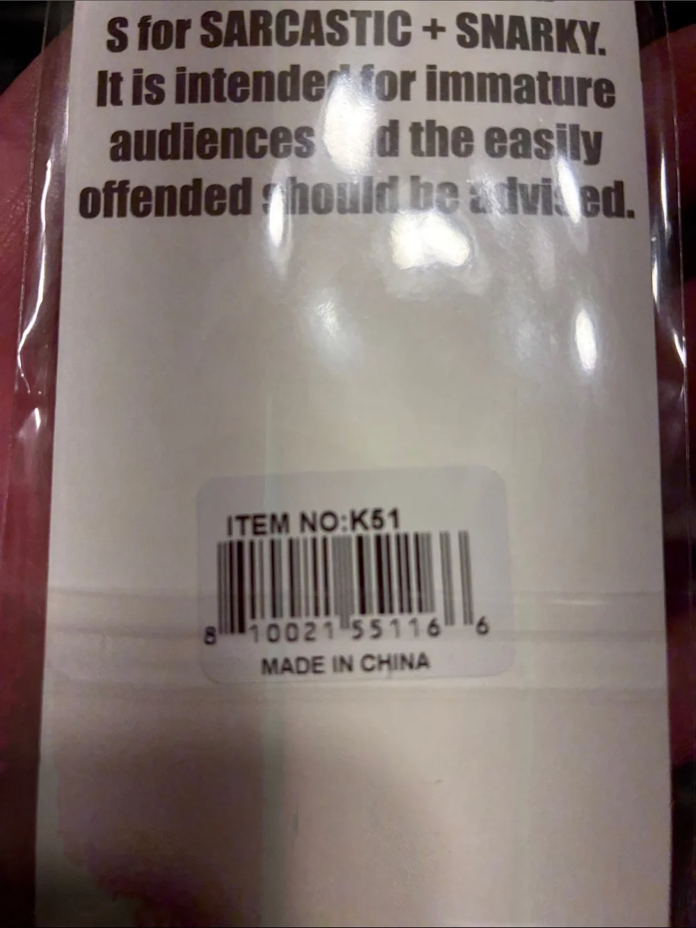 Black Novelty Keychain with Humorous Quote - NEW Sealed Packaging